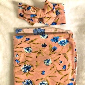 Baby girl swaddle and matching bow